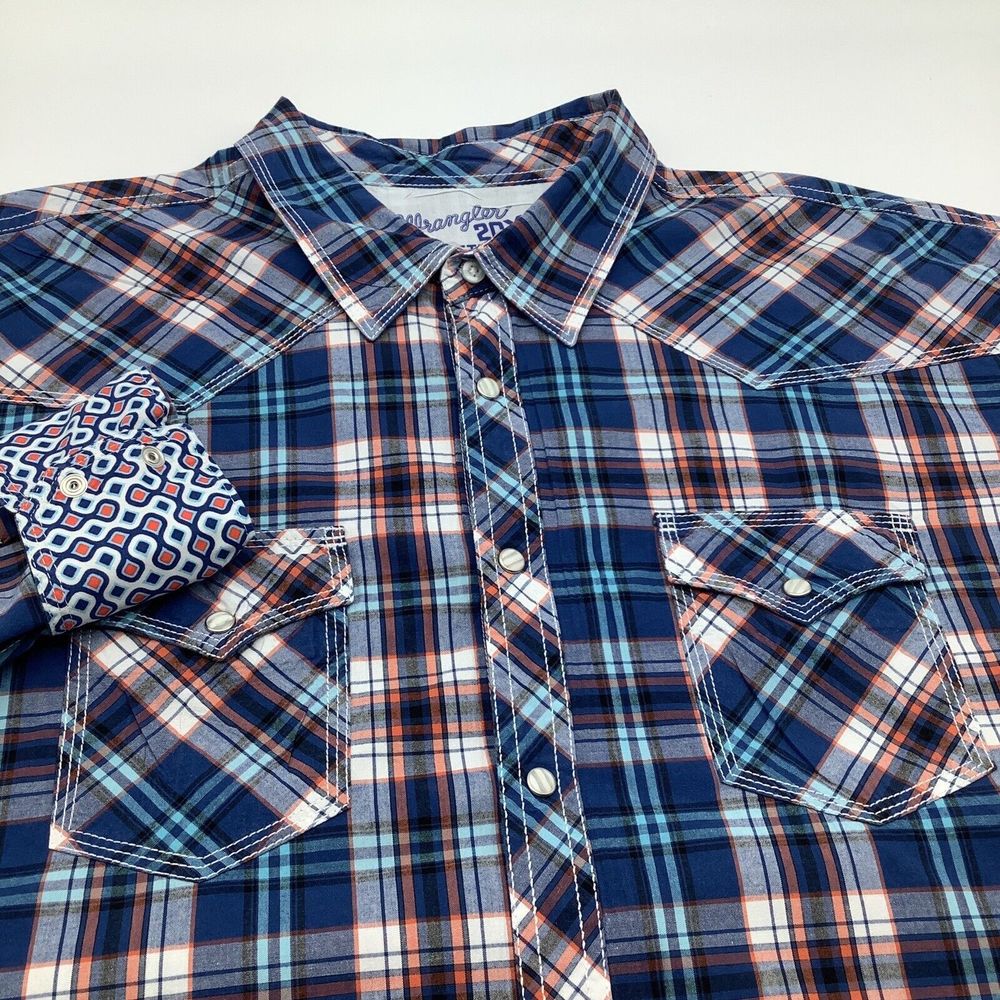 Wrangler 20X Competition Mens Long Sleeve Pearl Snap Shirt Plaid Size‎ XXL